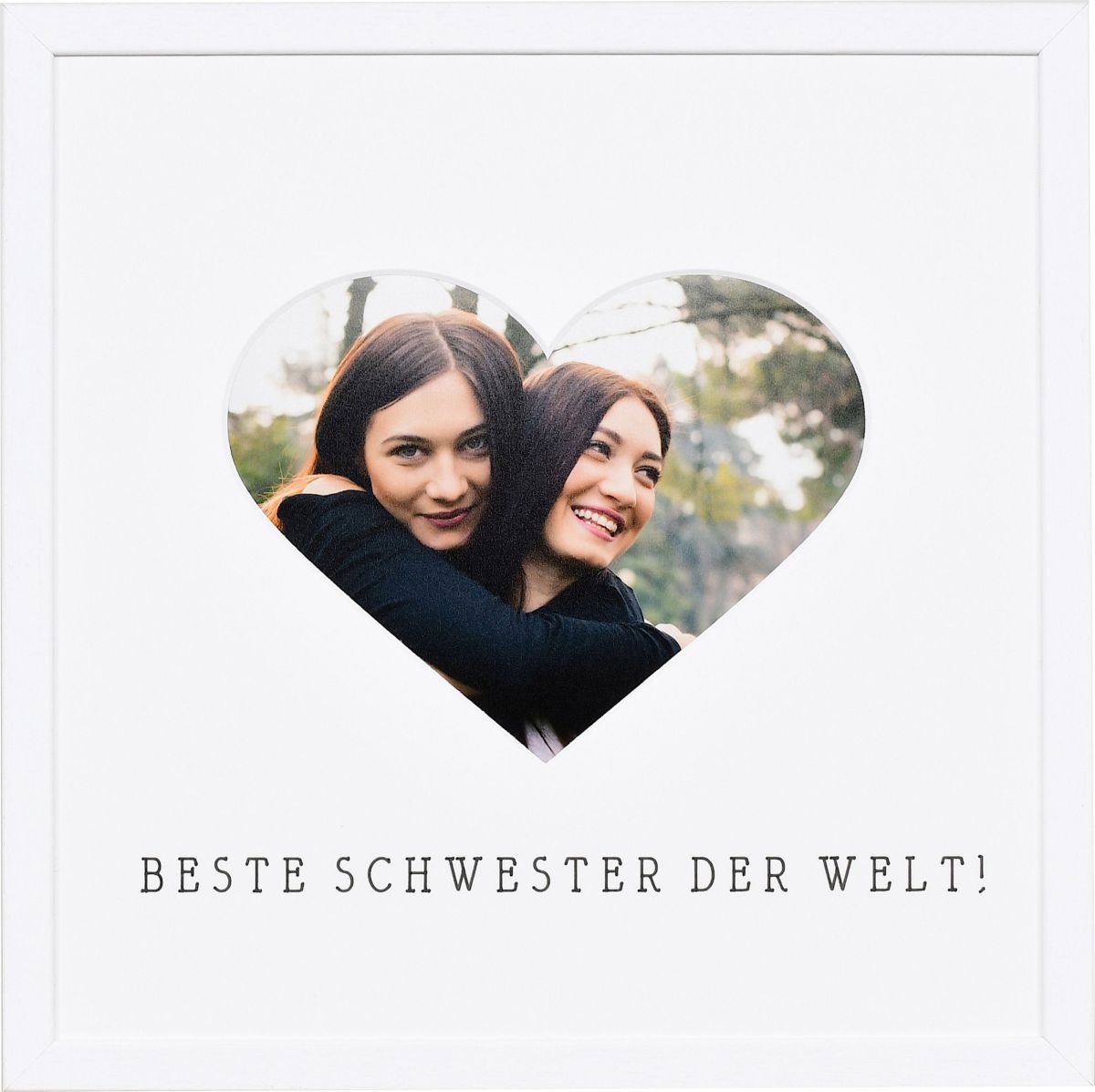 Bilderrahmen mit Herzausschnitt für die beste Schwester der Welt in der Farbe Weiss